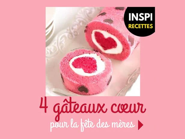 4 gâteaux en forme de cœur pour la fête des mères