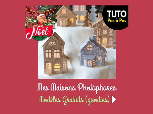 Tuto spécial Noël - Mon photophore village de Noël - Modèles gratuits (goodies)