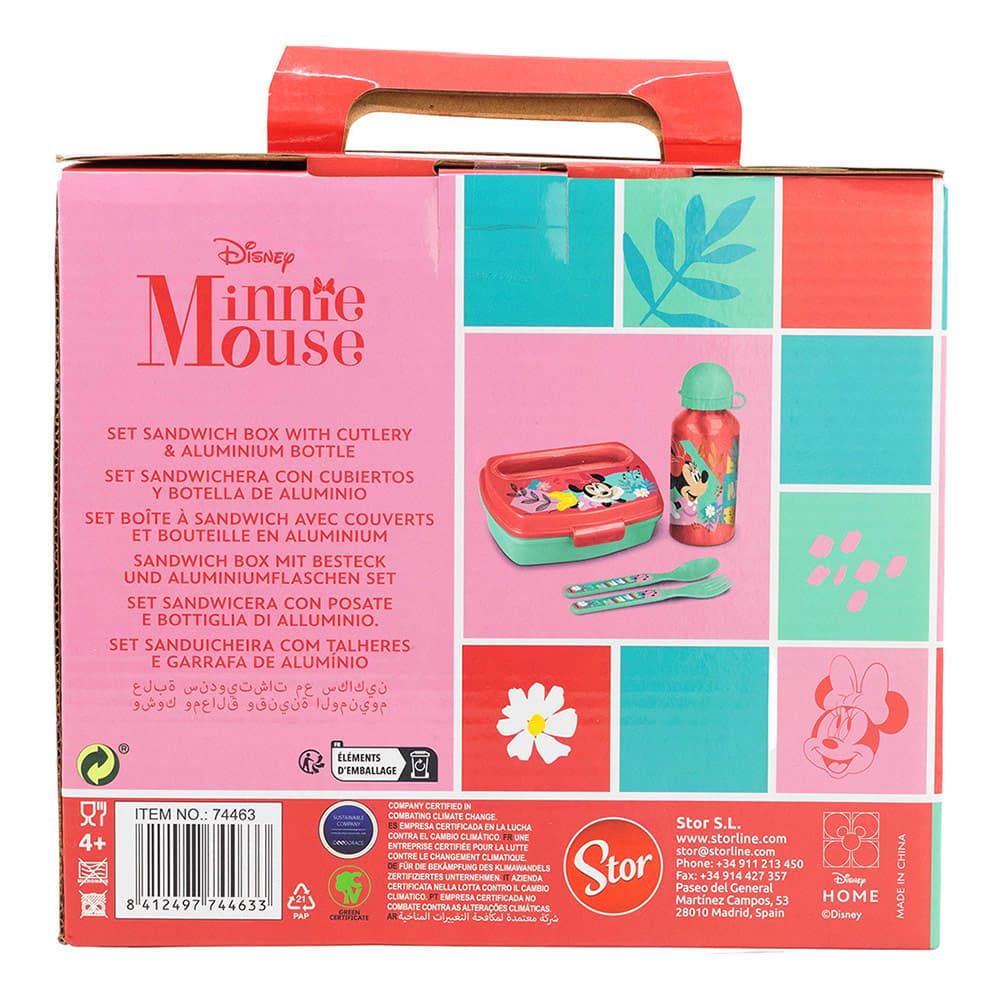 Coffret Déjeuner Minnie Mouse 5 Pièces – Boîte à Lunch, 3 Snack Box Et Gourde – Idéal Pour L’École