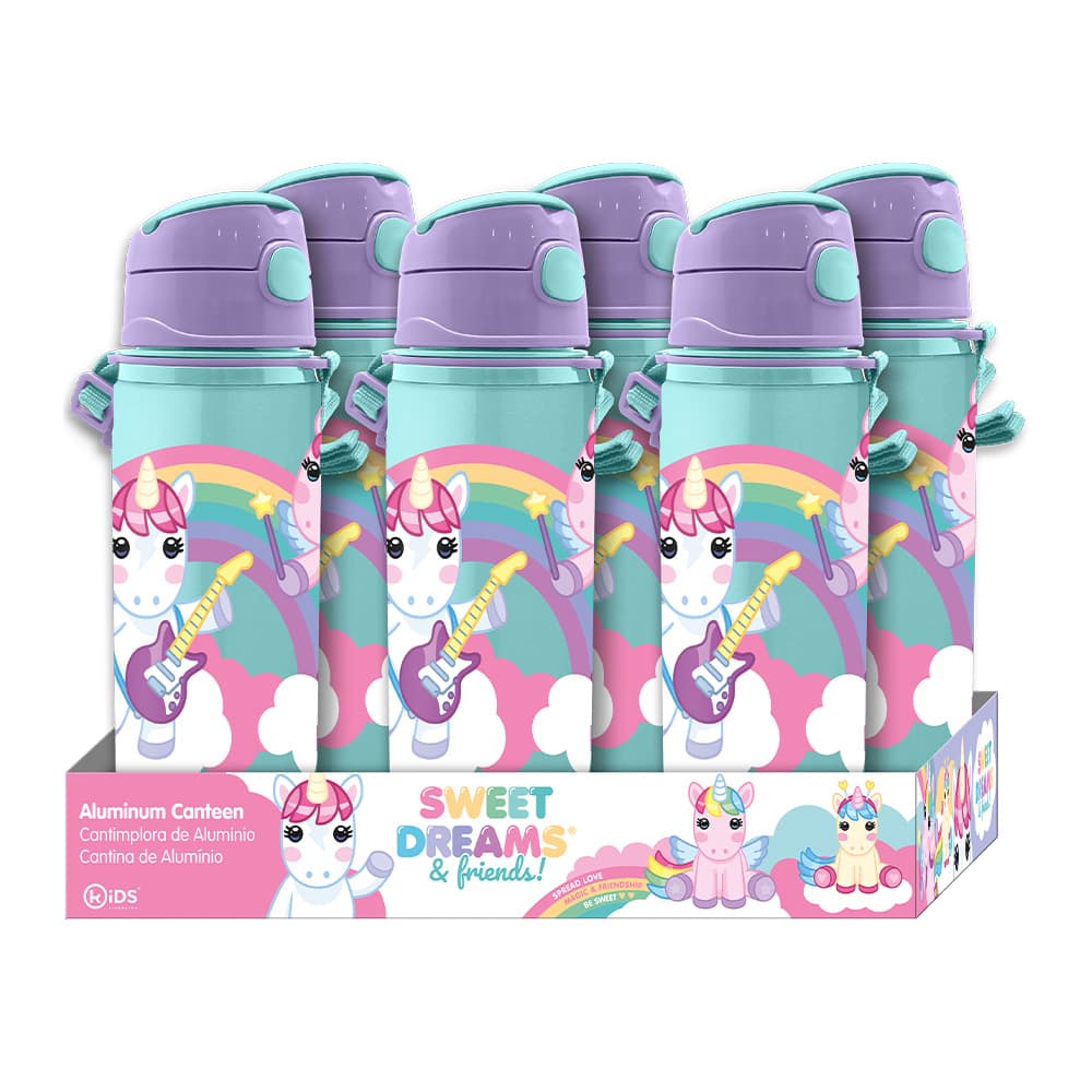Gourde Sportive En Aluminium 500 Ml - Licorne - Cadeau Enfant Fille - Hauteur 19 Cm - Design Coloré