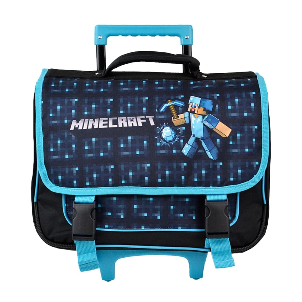 Cartable à roulettes MINECRAFT Diamond 1 compartiment 38cm bleu : Chez ...