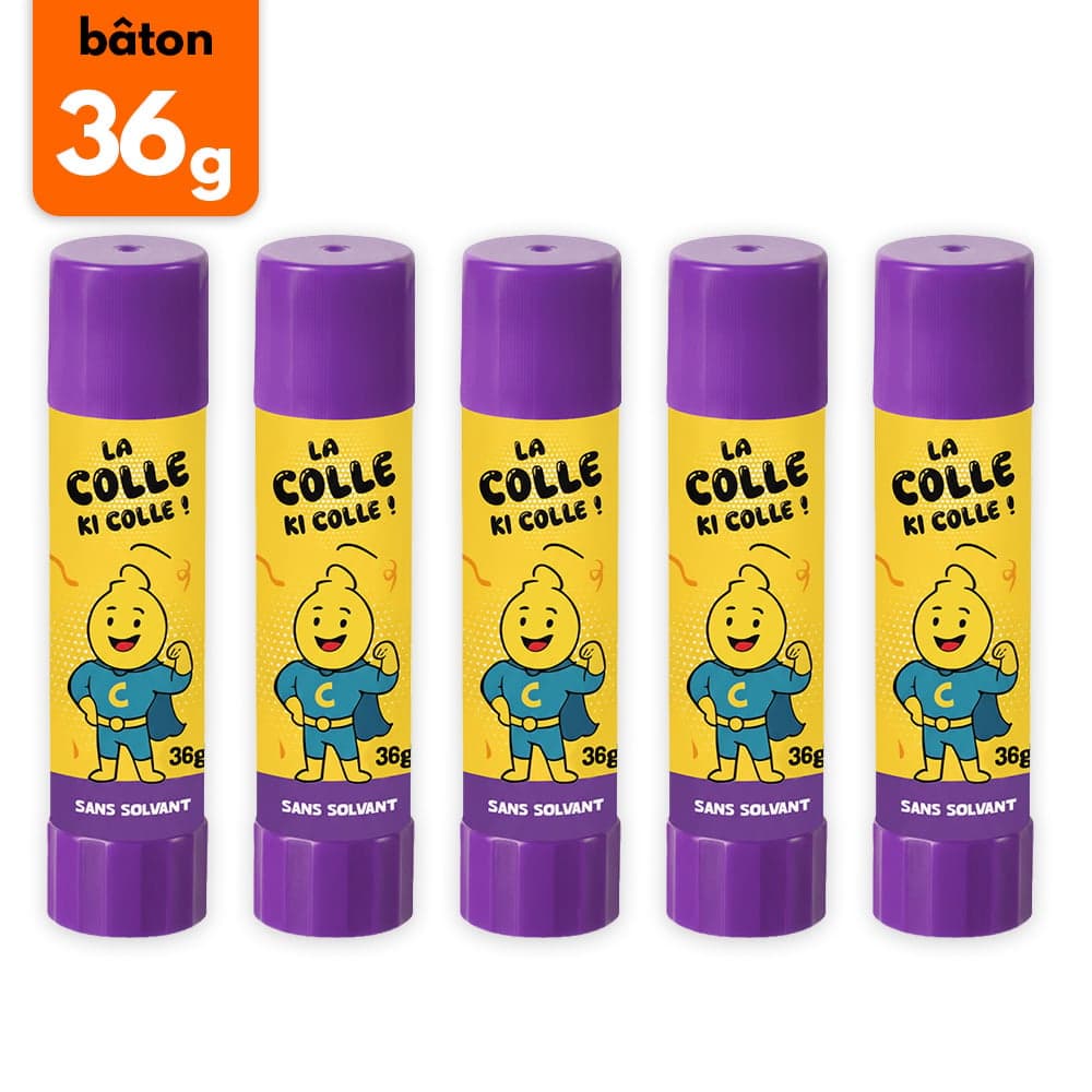 5 MAXI bâtons de colle blanche LA COLLE KI COLLE 36g : Chez ...
