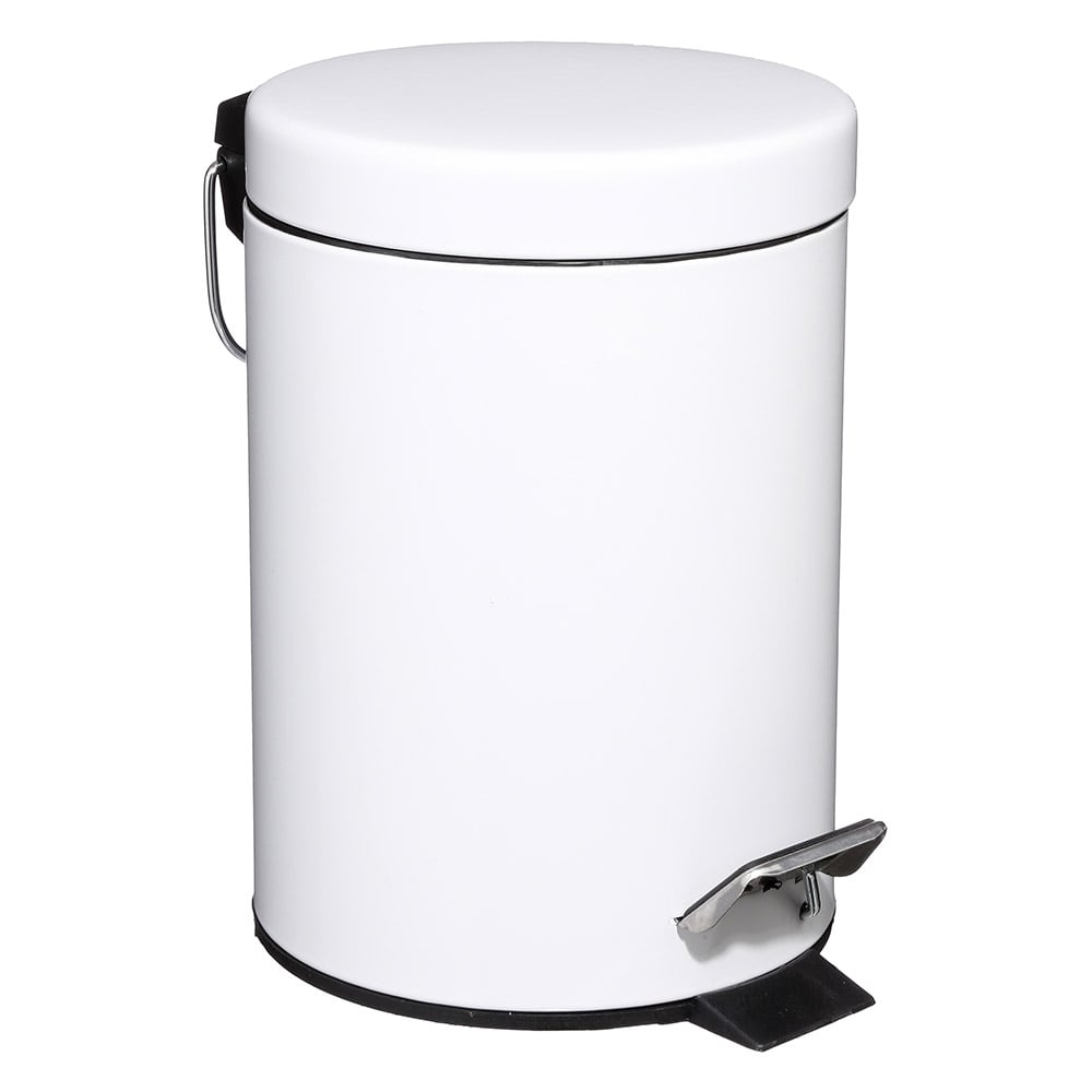 Relaxdays Poubelle De Salle De Bain Murale 3 Litres Blanche Métallique Avec Seau Intérieur