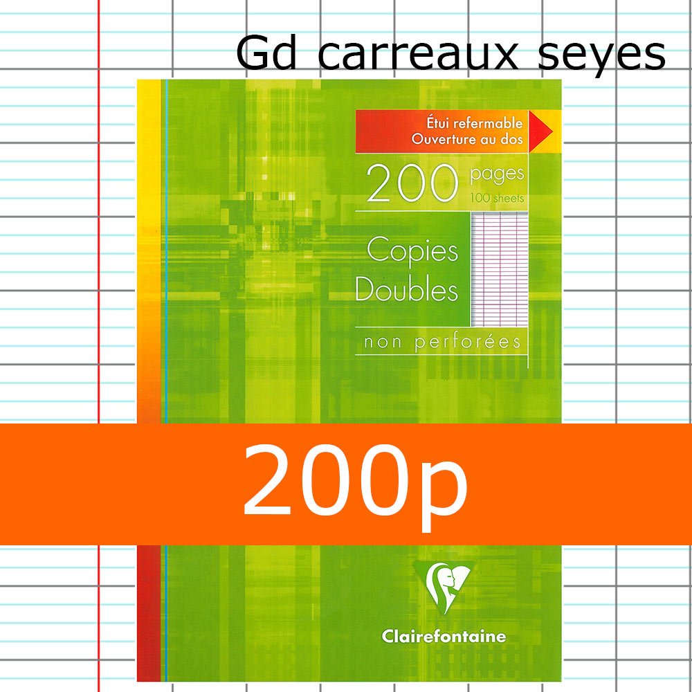 Clairefontaine 47122C Lot De 3 Étuis De Copies Doubles Perforées A4 - 200 Pages Petits Carreaux