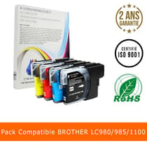 Compatibles-BROTHER-LC980-985-1100-pack-de-4-cartouches-noire-et-couleurs