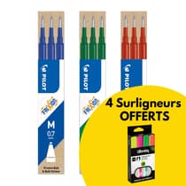 lot-de-4-stylos-roller-pilot-frixion-effacable-et-rechargeable-pochette-surligneurs-offerte