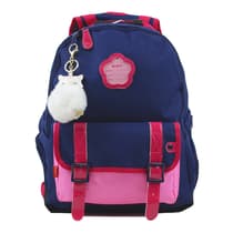 sac-a-dos-kickers-girl-2-compartiments-bleu-marine-porte-cles-renard-pompon-blanc-2