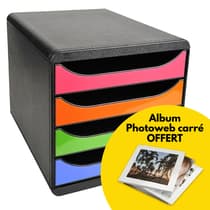 Module-de-classement-4-tiroirs-EXACOMPTA-Big-Box-Plus-noir-arlequin-+-Album-Photoweb-Offert