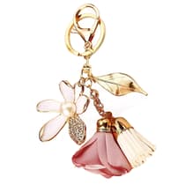 chapfleurt25-porte-cle-fleur-rose-et-dore-1