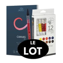 Set 12 tubes aquarelle 12ml PHOENIX avec pinceau  bloc toiles A4 x10 pour acryliquehuile et pinceau