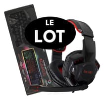 Pack gamer : clavier led + casque micro rouge