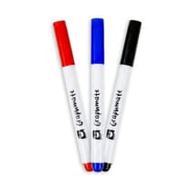Set de 3 feutres GRAPHMATE pour ardoise blanche pointe moyenne bleu, rouge, noir - éventail