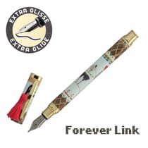 KR24426-stylo-plume-metal-plumink-forever-link-or-pompon-rouge