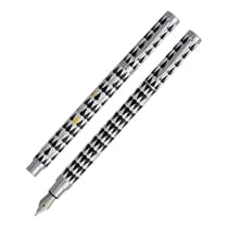 KR23196-Stylo-plume-PLUMINK-metal-Graphik-noir-et-blanc