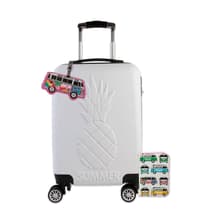 LOTVOYBLANCVW-lot-valise-cabine-ananas-blanche-52cm-protege-passeport-volkwagen-porte-etiquette