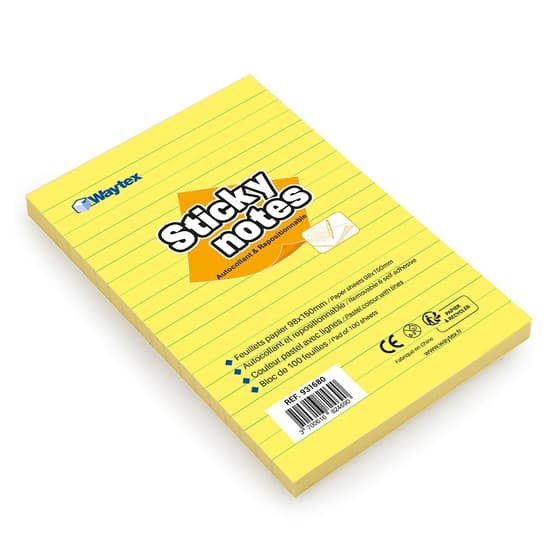 way931680-bloc-de-100-grandes-notes-repositionnables-a6-98x150mm-lignees-waytex-jaune-4