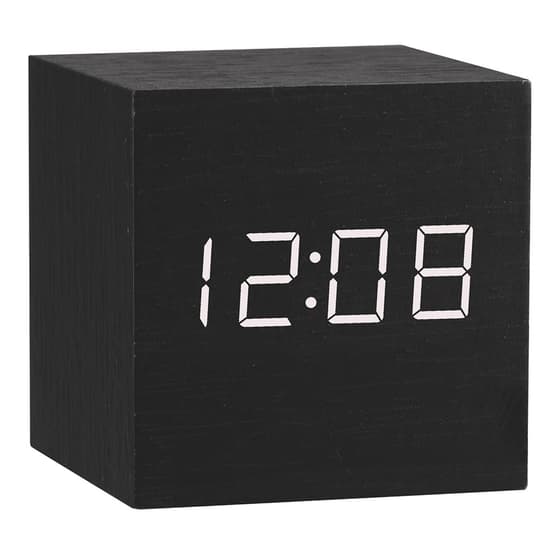 PIUP0337BK-Reveil-Cube-6cm-PIU-FORTY-Affichage-LED-par-capteur-acoustique-Noir