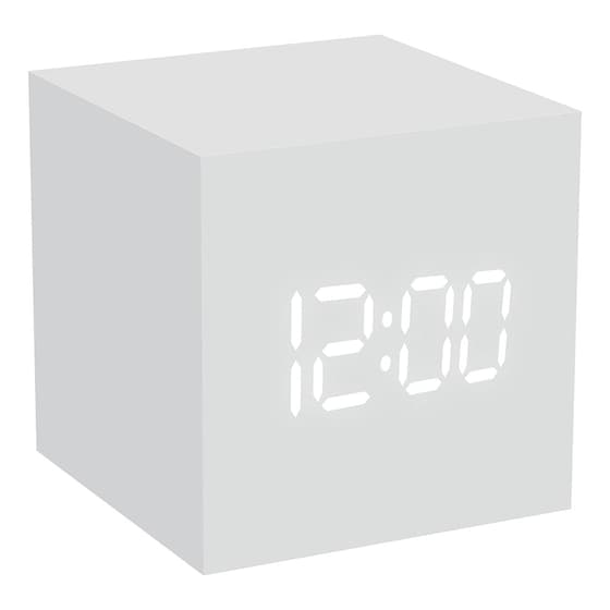 PIUP0337WW-Reveil-Cube-6cm-PIU-FORTY-Affichage-LED-par-capteur-acoustique-Blanc