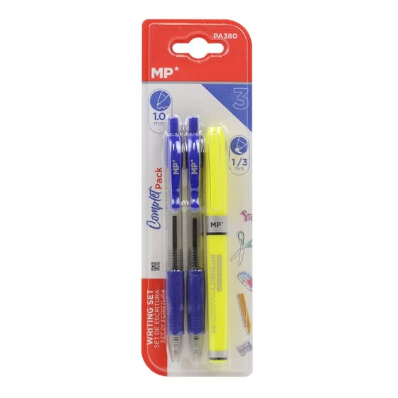 maipa380-lot-de-2-stylos-retractables-pointe-moyenne-1-surligneur-jaune-pointe-biseautee