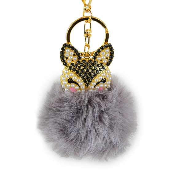 chaalipomrengrisporte-cles-boule-pompon-fourrure-gris-renard-2
