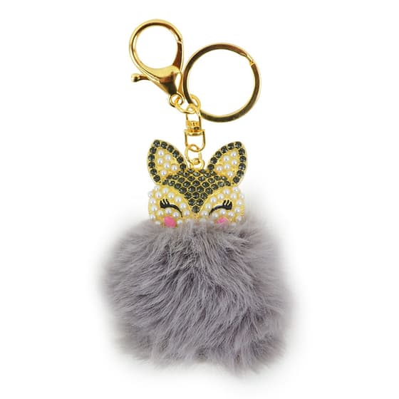 chaalipomrengrisporte-cles-boule-pompon-fourrure-gris-renard-1