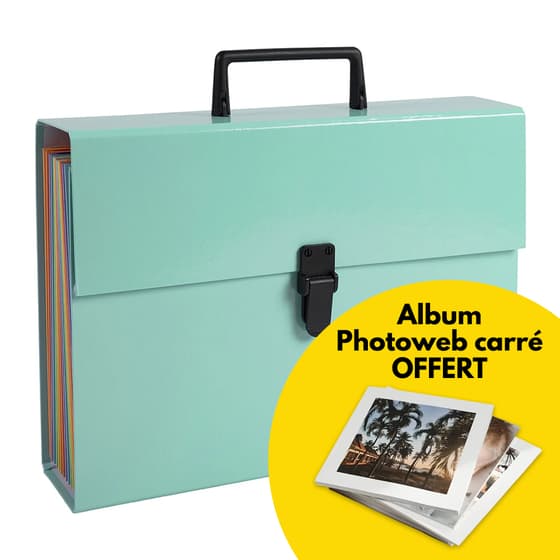 Trieur-valisette-EXACOMPTA-Aquarel-18-compartiments-vert-pastel-Album-Photoweb-Offert