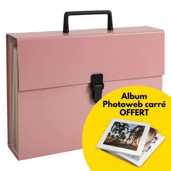 Trieur-valisette-EXACOMPTA-Aquarel-18-compartiments-corail-Album-Photoweb-Offert