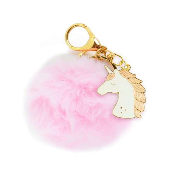 chaalipomlicoroseporte-cles-boule-pompon-fourrure-rose-licorne-3