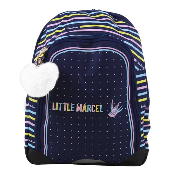 sac-a-dos-2-compartiment-little-marcel-coeur-pompon-blanc