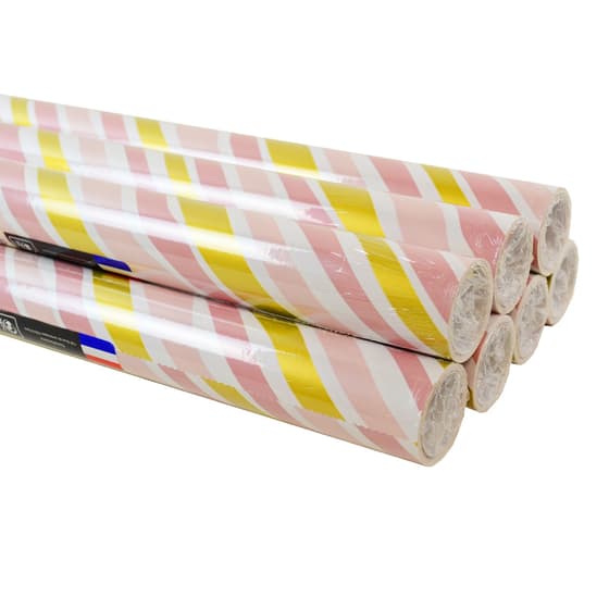 cla202054crayure-lot-de-7-rouleaux-papier-cadeau-5m-rayures-roses-et-dorees-clairefontaine-1