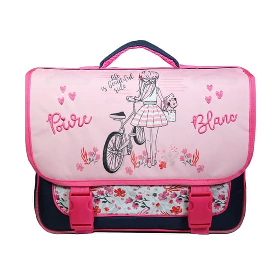 bagdes25pbth13bike-cartable-poivre-blanc-38cm-2-compartiments-rose-1