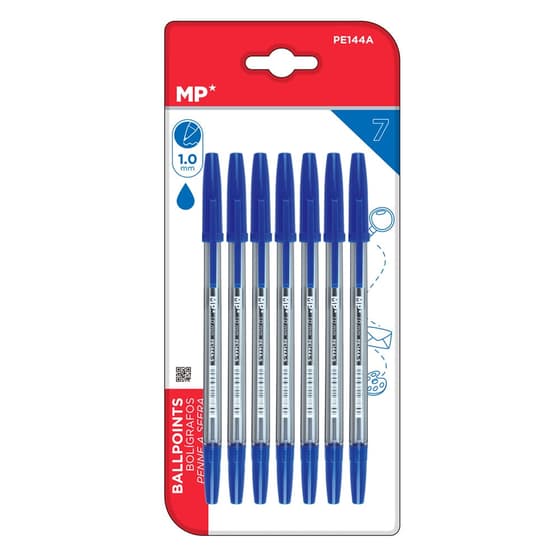 maipe144a-lot-de-7-stylos-bille-pointe-moyenne-1-mm-encre-bleue 1