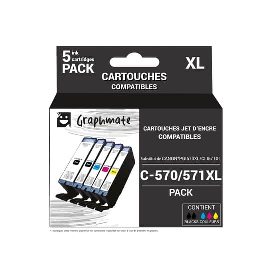ronnb55880c570571xlset-cartouches-canon-pgi570xl-pack-5-cartouches-noir-couleurs-compatibles