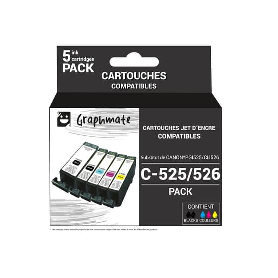 ronnb55880c525526set-compatibles-canon-pgi525-et-cli526-pack-de-5-cartouches-noires-et-couleurs