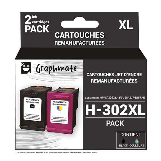 lamn302xlf6u68aef6u67ae-pack-2-cartouches-hp-remanufacturee-jet-encre-noir-graphmate-compatibles
