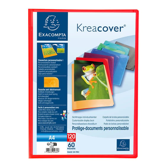 exa5660erouge-protege-documents-a4-personnalisable-exacompta-kreacover-120-vues-60-pochettes-rouge