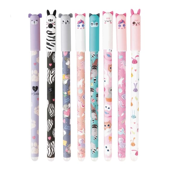 maipe219fille-stylo-effacable-mp-petits-animaux-kawai-pointe-moyenne-0-5mm-retractable-encre-bleue