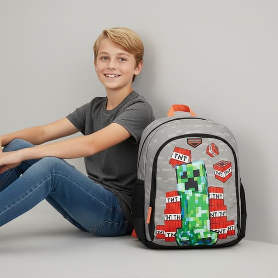 JACDES25246013286-Sac-à-dos-MINECRAFT-Creeper-2-compartiments-gris-1