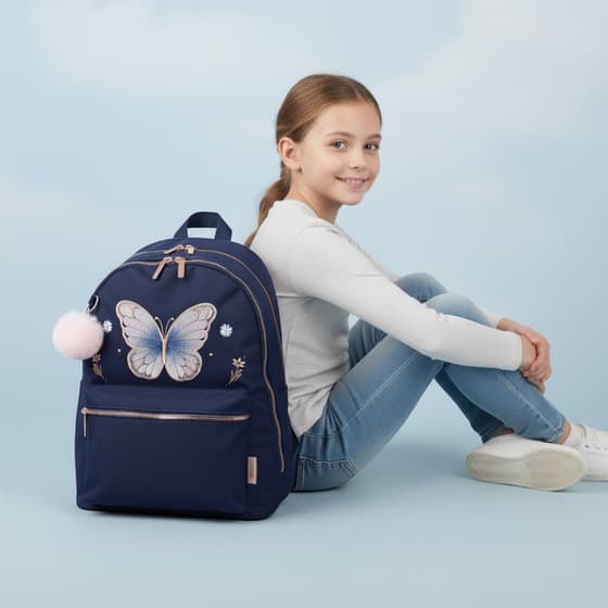 CAT2PAPI285-Sac-à-dos-Glitter-Butterfly-ANONYM-2-compartiments-bleu-marine-1