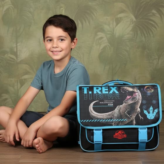 BAGDES25JURTH13TREX-Cartable-JURASSIC-WORLD-T-Rex-38-cm-2-compartiments