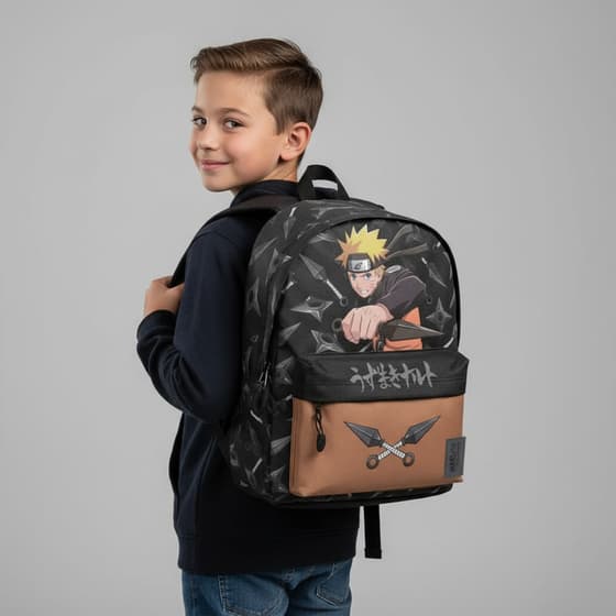KAR07266-Sac-à-dos-NARUTO-Weapons-Fan-1-compartiment-noir