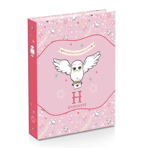 kidhap55040rose-classeur-scolaire-a4-harry-potter-hedwig-magical-stars-4-anneaux-rose-1