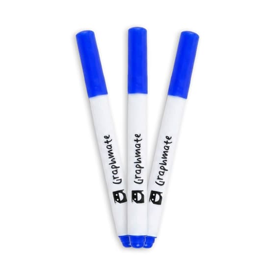 Set de 3 feutres GRAPHMATE pour ardoise blanche pointe moyenne bleu - éventail