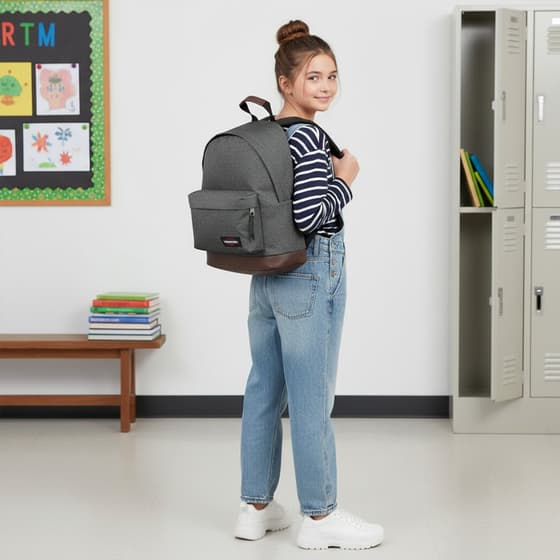 Sac-à-dos-EASTPAK-Wyoming-anthracite-fond-cuir-BLACK-DENIM-Gris-Foncé-EK81177H