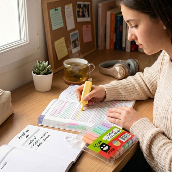 Pochette de 6 surligneurs GRAPHMATE Pastel - mise en situation
