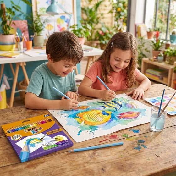 VA-24 Crayons de couleur aquarellables BIC Kids Aquacouleur
