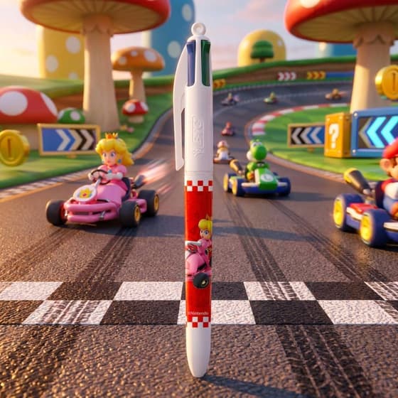 VA-Stylo bille BIC 4 Couleurs Mario Kart Peach 2