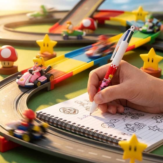 VA-Stylo bille BIC 4 Couleurs Mario Kart Peach
