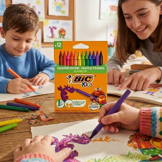 VA-Crayons plastidécor BIC 12 craies de coloriage