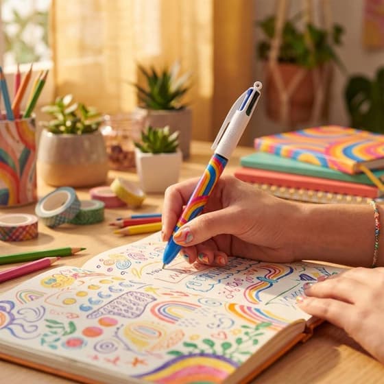 VA-Stylo bille BIC 4 couleurs Lines pointe moyenne retractable 2